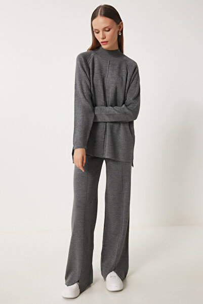 Lovelyİstanbul Σετ πουλόβερ και παντελόνι σε γκρι πλεκτά - Lmu0001