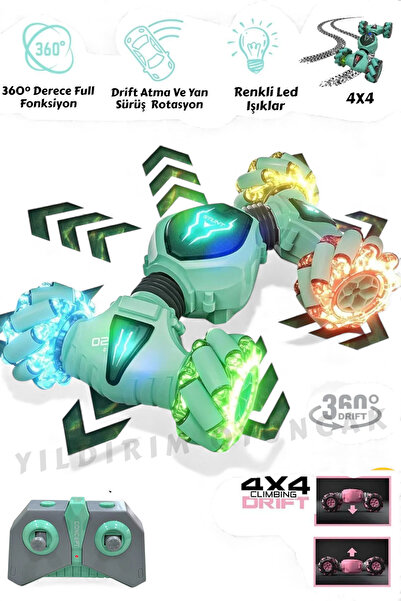 YILDIRIM OYUNCAK 2.4 GHz Bilekten Kontrol ve Uzaktan Kumandalı Işıklı 4X4 Çif...