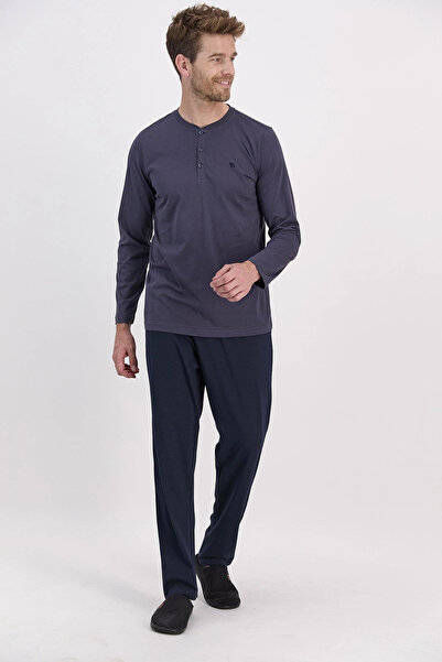 Arnetta Σετ ανδρική μακρυμάνικη πιτζάμες Basic Grey