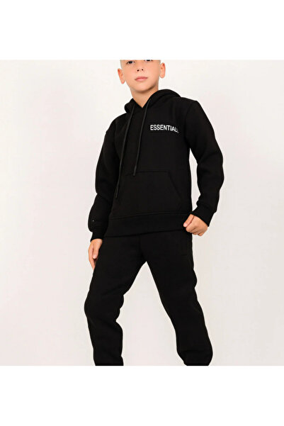 Casabony ❄️ Black 100% Cotton Fleece-Lined Tracksuit Set