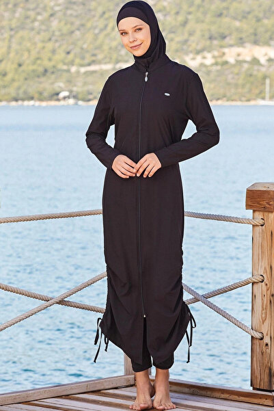 Adasea Costum de baie hijab acoperit complet Lung pe toată lungimea 4065 Negru