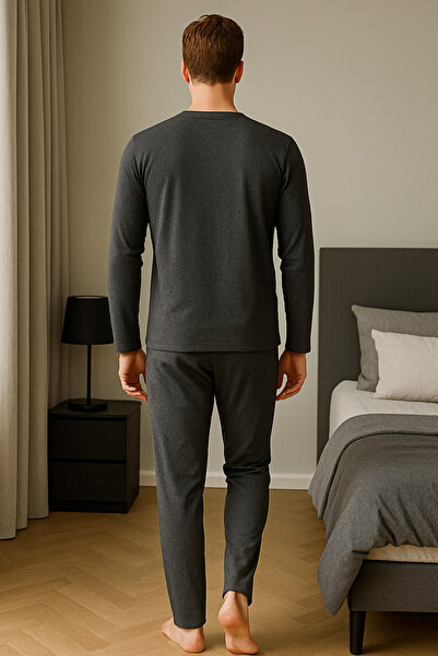 Mutlu City Men's Interlock Comfortable Fit Crew Neck Cotton Pajama Set 6772