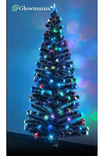 PROCART Artificial Christmas tree, LED and fiber optic lighting, star top, 210 cm