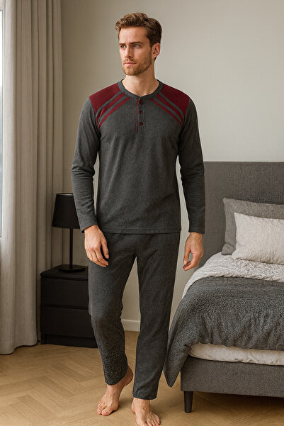 Mutlu City Men's Interlock Comfortable Fit Crew Neck Cotton Pajama Set 6772