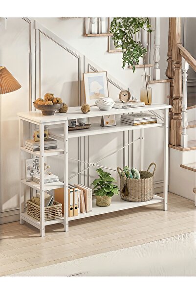 Venpara Console Table for Entryway, with 4 Tier Storage Shelves, Extra Long Sofa Table for Hallway