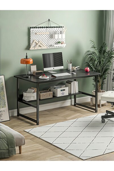 Venpara Computer Desk with Shelf, Sturdy Steel Office Table & Study Desk, Rounded Corner Design