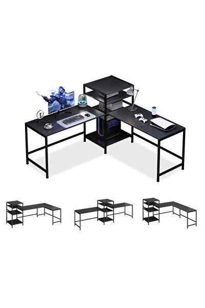 Venpara Computer Desk, Office Desk with Removable Shelf, Storage Bag, PC Tower Stand, Study Table
