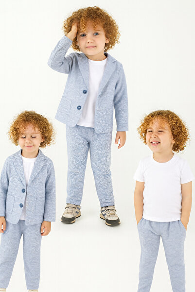 RAPAPA Момчешки комплект от 3 части с риза и сако 2854 2-9 ГОДИНИ СИНЬО