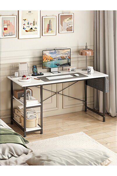 Venpara Computer Desk, Office Desk with Removable Shelf, Storage Bag, PC Tower Stand, Study Table