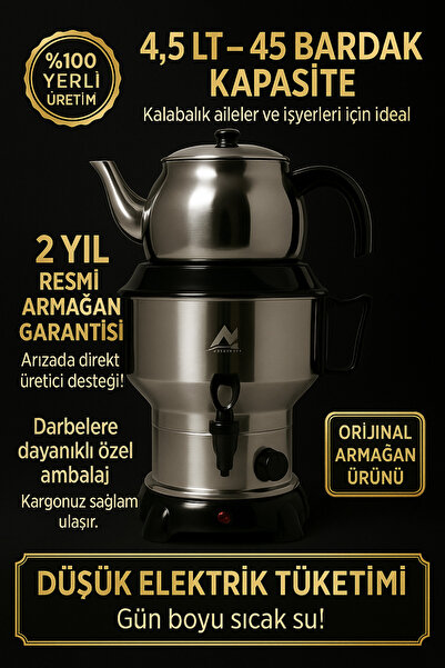 Armağan 4.5 Liter Tea Samovar & Tea Machine Electric Samovar