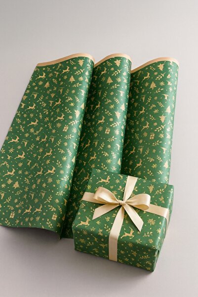 TULİ Yılbaşı Temalı Hediye Paketleme Kağıdı 50 x 70 cm 10 Adet