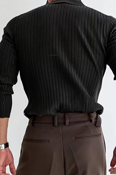 Tarz Cool Vibrant Black Regular Fit Polo Neck Knitwear Long Sleeve Sweater