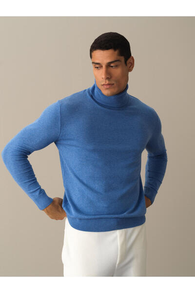 Xint Erkek Mavi Pamuk Dokulu Regular Fit Basic Kazak