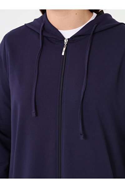 ALİA Чорна куртка великого розміру з капюшоном, застібкою-блискавкою та кишенями - темно-синя -