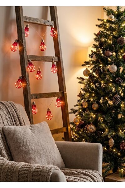 Arma House Yılbaşı 10'lu Kırmızı Ampul Led Işık Zinciri (3.6m) Dekoratif Yılb...