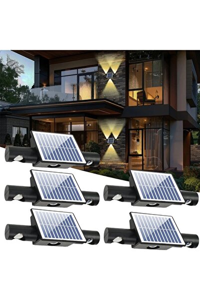 LEDIGANT Set of 5 Solar Wall Lights with 3 LEDs, IP65, Warm White/Golden Light