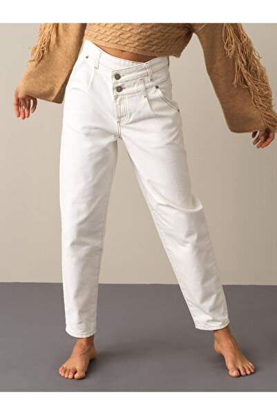 Xint Kadın Ekru Oversize Denim Pantolon