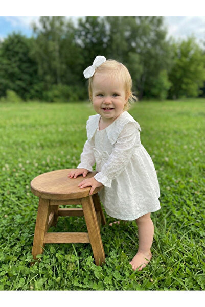 MONTİNA YAKA DETAYLI ASTARLI VINTAGE PREMIUM FİSTOLU FİYONKLU BEBEK ELBİSESİ ...