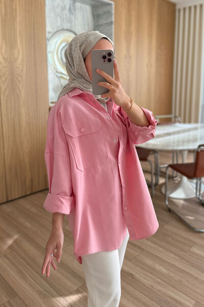 Ka Hijab Ροζ μαλακό πουκάμισο