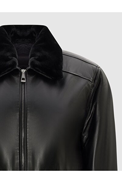 İLVİ Clay Genuine Leather Black Men's Coat