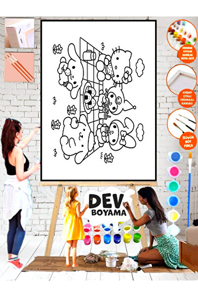 Elittablo MEGA Boyama Sayılarla Piknik HeLo boyama 25x35 Kanvas Tuval akrilik...