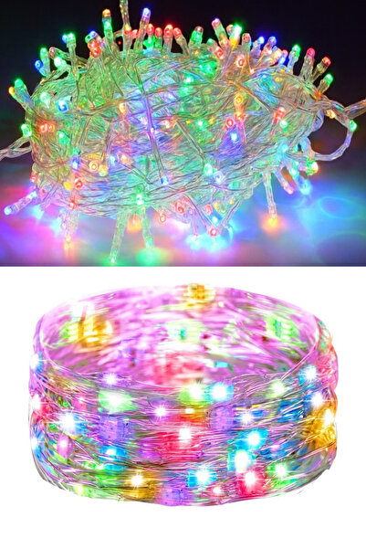 Parti dolabı Rengarenk Yılbaşı Çam Ağacı Işığı 5 Metre Fişli Led Rgb Lambaları Işık Butonlu