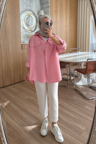 Ka Hijab Ροζ μαλακό πουκάμισο