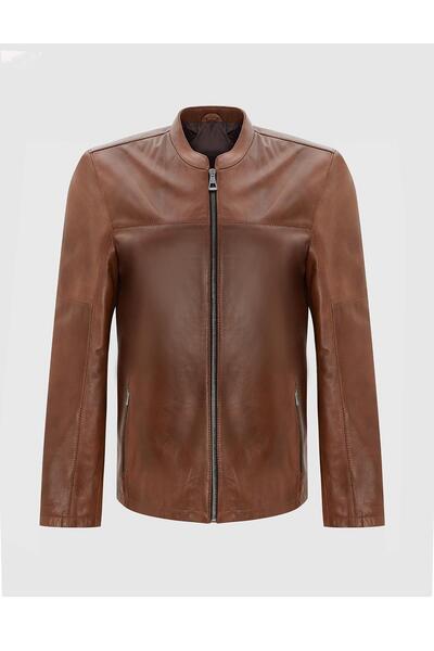İLVİ Haji Genuine Leather Tan Men's Coat