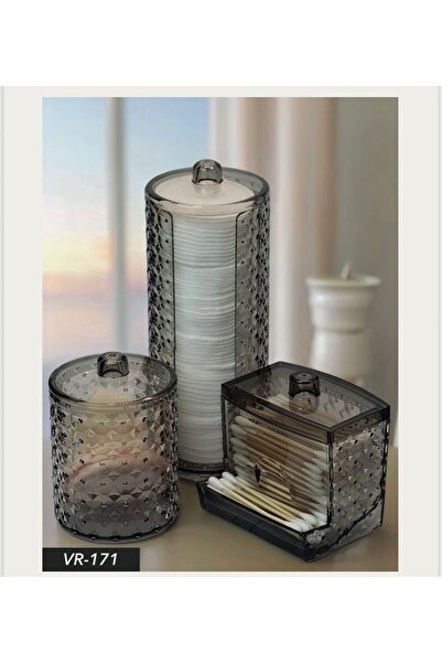 Limeks Home İNCİ DESEN ANTRESİT MAKEUP ORGANİZER 3'LÜ SET