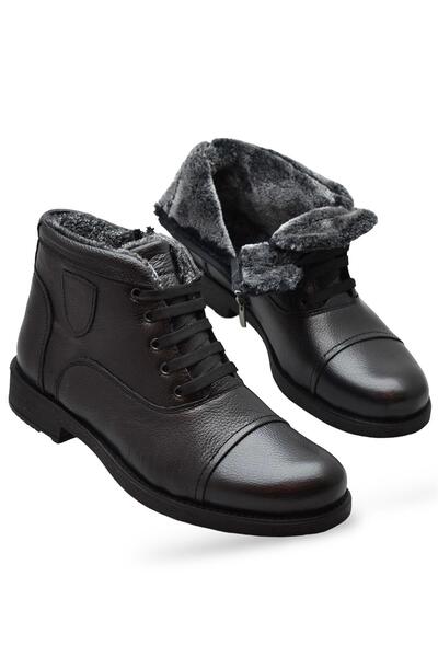 ISPARTALILAR Pánské boty z pravé kůže Tab3407 s kožešinou uvnitř Ortopedická podrážka kožené pánské boty na zip