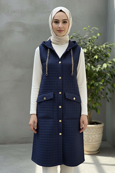 lavrisa Women's Hooded Long Quilted Vest - Lvr006