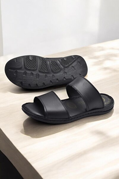 ISPARTALILAR 039 Napi ortopéd talpbetét valódi bőr férfi papucs, puha talpbetét