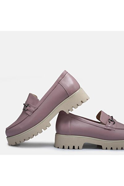 37Numara BÜYÜK NUMARA KADIN LOAFER AYAKKABI HAKİKİ DERİ LİLA