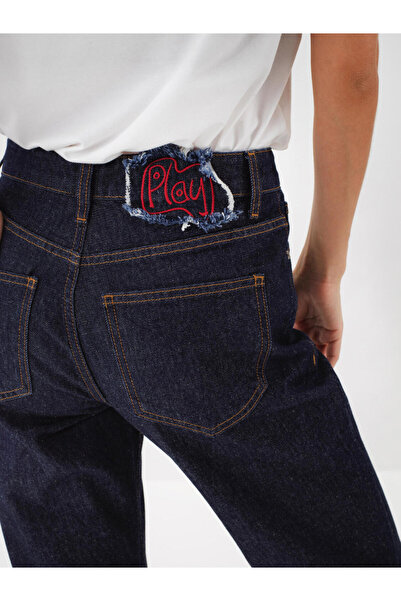 Xint Kadın Lacivert Pamuk Dokulu Oversize Pantolon