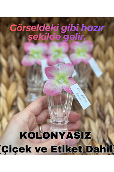 MayaArtDesign (40 ADET) Pembe Çiçekli - Etiketli Mika Plastik Hürrem Boş Kolo...