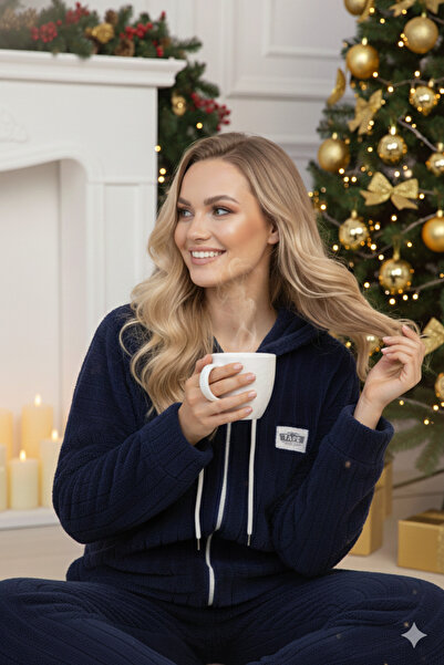 Miss Meryem Yılbaşı Lacivert Welsoft Yumuşacık, Sıcak Tutan ve Rahat Full Fer...