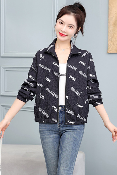 dorbe casual women's long sleeves zipper jacket with fun print