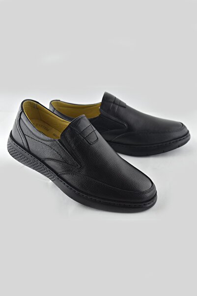 ISPARTALILAR 7575 حذاء رجالي من الجلد الطبيعي الأسود ذو نعل تقويمي للعظام موسمي