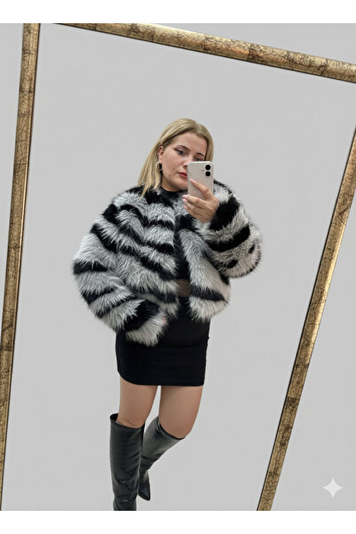 TUBA TOPTAŞ Kürk kısa Astarlı Desenli