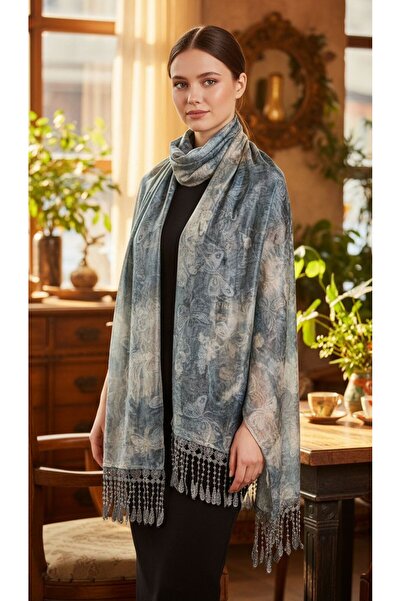 Gönülden Tasarım 150x35 cm Til Ženski šal sa dizajnom leptira od gipure