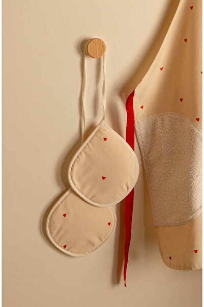 EMAYlab Cupid Heart Kitchen Apron and Holder Set (with Towel-Adjustable Hanger)