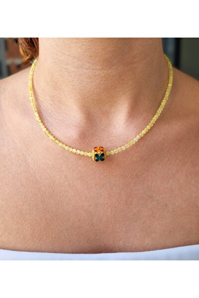 NEMOR STUDIO قلادة من الحجر الطبيعي على شكل عين القطة الصفراء |   طاقة أنيقة ...