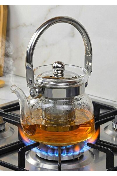 HomeTarz Bitki Çay Demliği Cam Demlik Bitki Çayı Potu Borosilikat Ateşe Dayan...