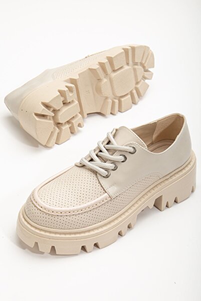Hayalimdeki Ayakkabı Жіночі бежеві лофери з шнурівкою Minnet