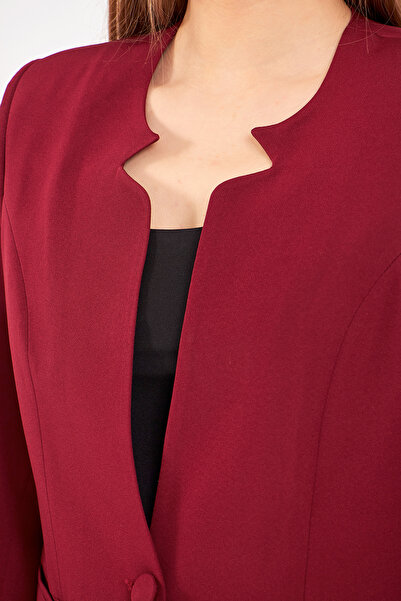 Volanlı Yarım Kol Ceket Etek Takım Elbise