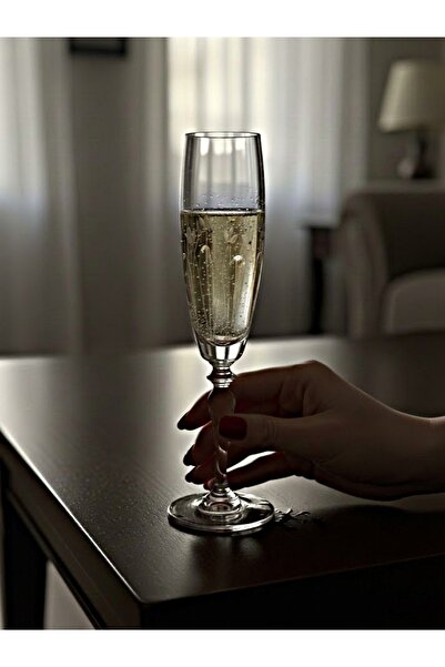 DECOSTYLE Tulip Stone Decorated Cornered Flute Champagne Glass - 44896 210 Cc