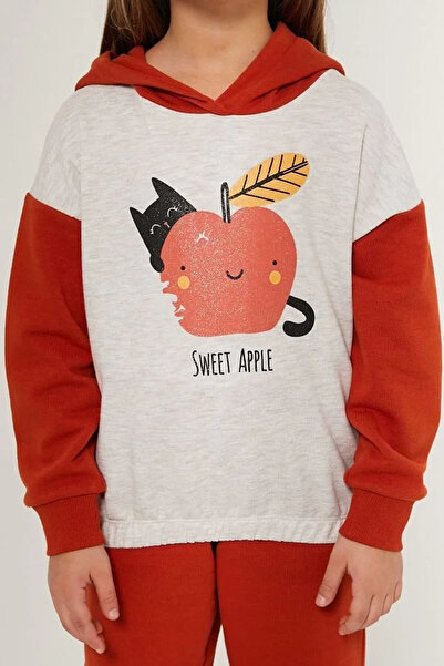 Rolypoly Apple White Girl's Tracksuit Set