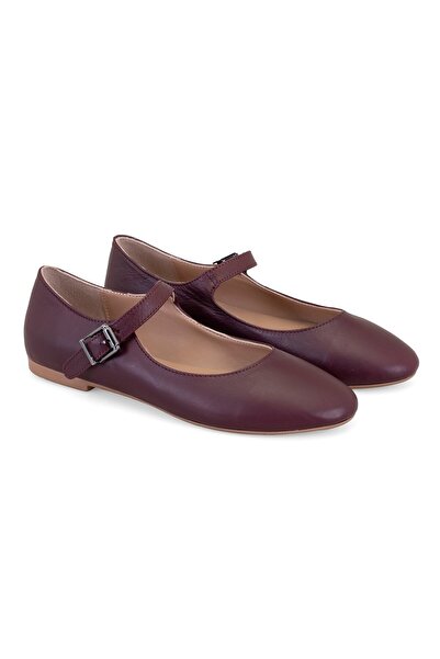 Desa Women's Burgundy Mary Jane Leather Ballerinas