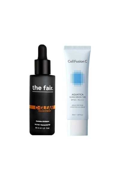 Cell Fusion C Aquatica Tüm Cilt Tipleri Için Yüksek Koruyucu Güneş Kremi Ve The Fair. C Gleam C Vitamini Serum