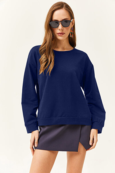 Olalook Dámská volná mikina s měkkou texturou v námořnické modré Basic